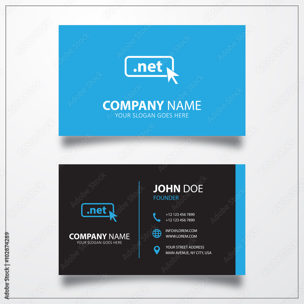 Poster domain net icon. business card template