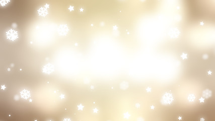 Fototapeta premium Christmas gold background. The winter background, falling snowfl