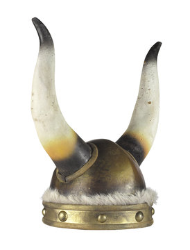 Viking hat with big horns isolated