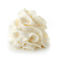 whipped cream on white background