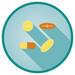 Pills and Capsule vector flat icon