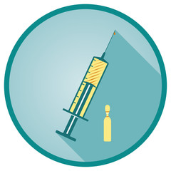 Syringe and Vial flat vector icon