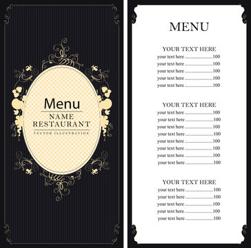 menu with price list with floral ornaments