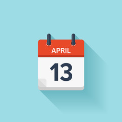 April 13. Vector flat daily calendar icon. Date and time, day, month. Holiday.