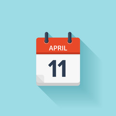 April 11. Vector flat daily calendar icon. Date and time, day, month. Holiday.
