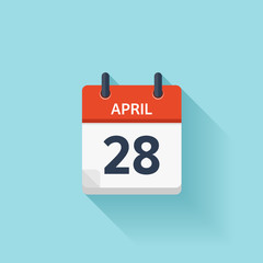 April 28. Vector flat daily calendar icon. Date and time, day, month. Holiday.