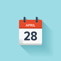 Fototapeta premium April 28. Vector flat daily calendar icon. Date and time, day, month. Holiday.