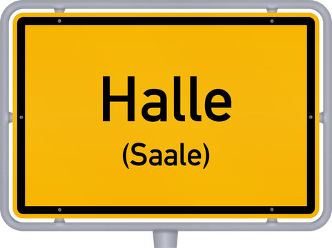Ortsschild, Halle (Saale)