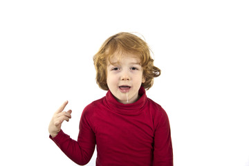 cute red hair child drooling