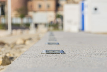 Ground beacons in a row.