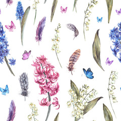 Watercolor Vintage Spring Seamless 