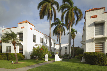 Apartment building with palm trees