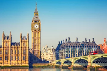 Tuinposter Big Ben en Westminster Bridge in Londen © sborisov