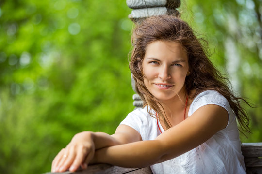 Outdoor portrait of young beautiful woman