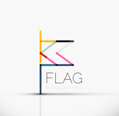 Logo flag, abstract linear geometric business icon