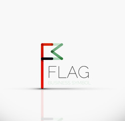 Logo flag, abstract linear geometric business icon