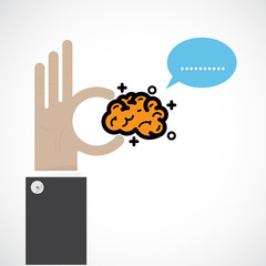Creative brain sign idea,flat design.Concept of ideas inspiratio