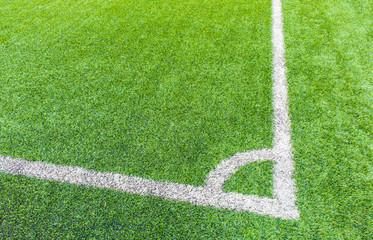Obraz premium The football field corner with artificial grass