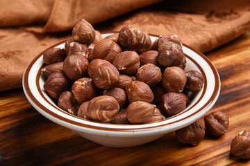 Bowl of hazelnuts