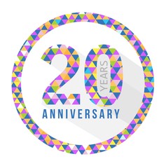 20 year anniversary triangle shape sign pattern