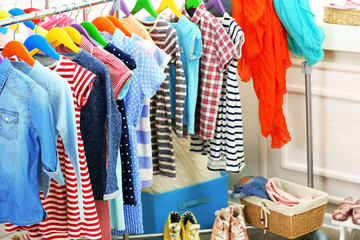 Clothes for kids on hangers