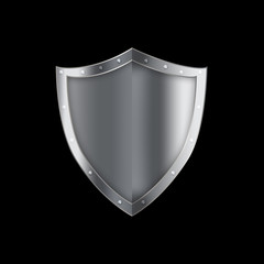 Medieval shield on black background.