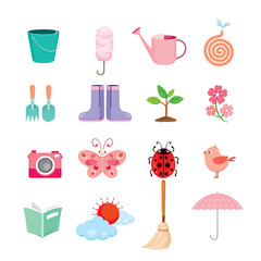 Spring Icons Set, Gardening, Housework, Appliance, Domestic Tools, Computer Icon, Cleaning, Symbol, Icon Set, Spring Season © matoommi