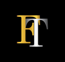 FT initial letter with gold and silver