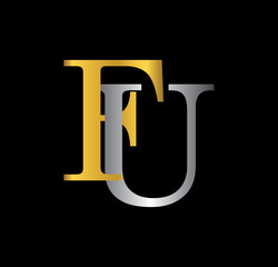 FU initial letter with gold and silver