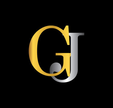 GJ initial letter with gold and silver