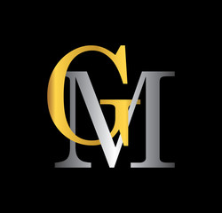 GM initial letter with gold and silver