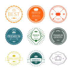 Set of premium quality labels and badges vector