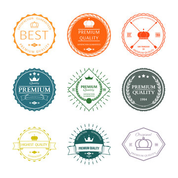 Set of premium quality labels and badges vector