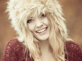 woman in winter clothing fur cap