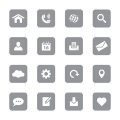web icon set 1 on gray rounded rectangle for web design, user interface (UI), infographic and mobile application (apps)