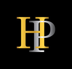 HP initial letter with gold and silver