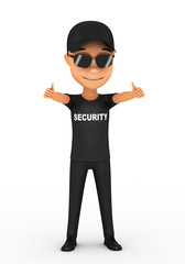 3d man guard on a white background
