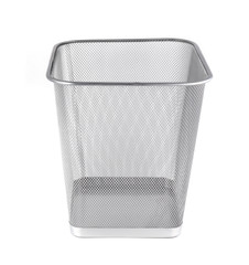 Empty iron trash bin isolated on white
