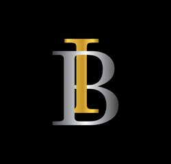 IB initial letter with gold and silver