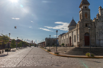 Granada, Nicaragua - October 13, 2015: La Calzada street view