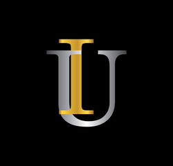 IU initial letter with gold and silver © otakzatikz