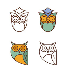 Owl outline icons collection