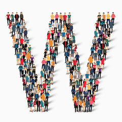 group  people  shape letter W 