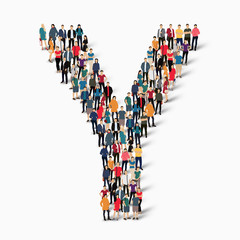 group  people  shape letter Y 