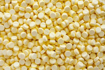 Many medication tablets and pills