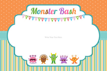 Cute Monster Invitation Birthday Card
