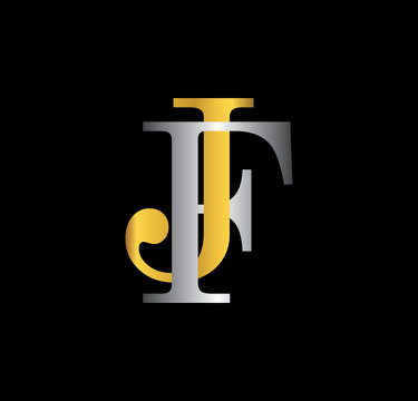 JF initial letter with gold and silver