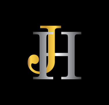 JH initial letter with gold and silver