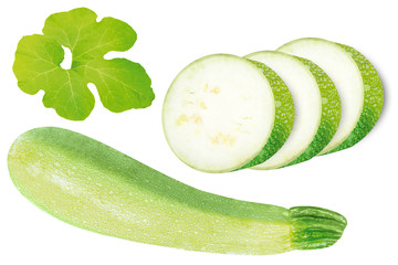 Marrow zucchini squas slices Set isolated with clipping path