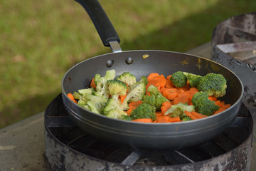 stir fried vegetables in the pan